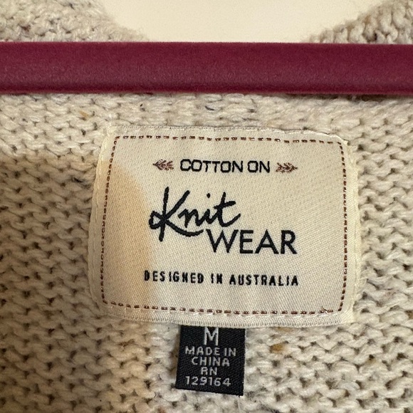 Cotton On Women's Cream and Red Hooded Cardigan - Picture 2 of 3